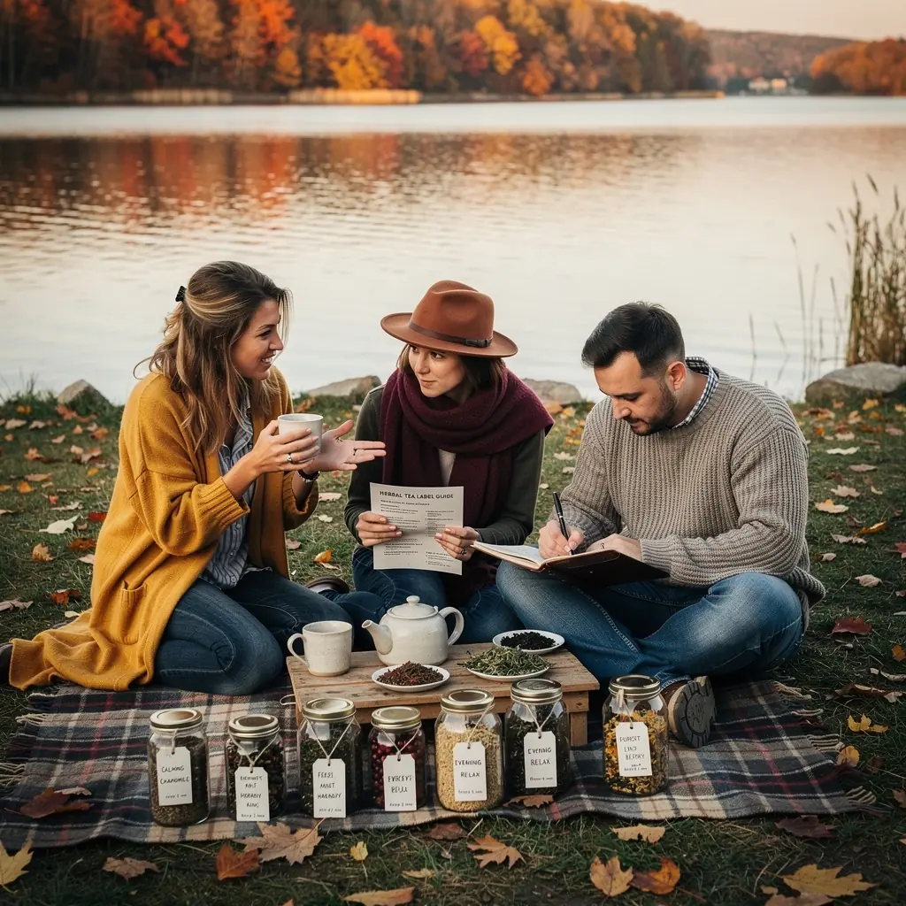 Teacímkék olvasásának tippei, színes gyógynövények mellett.